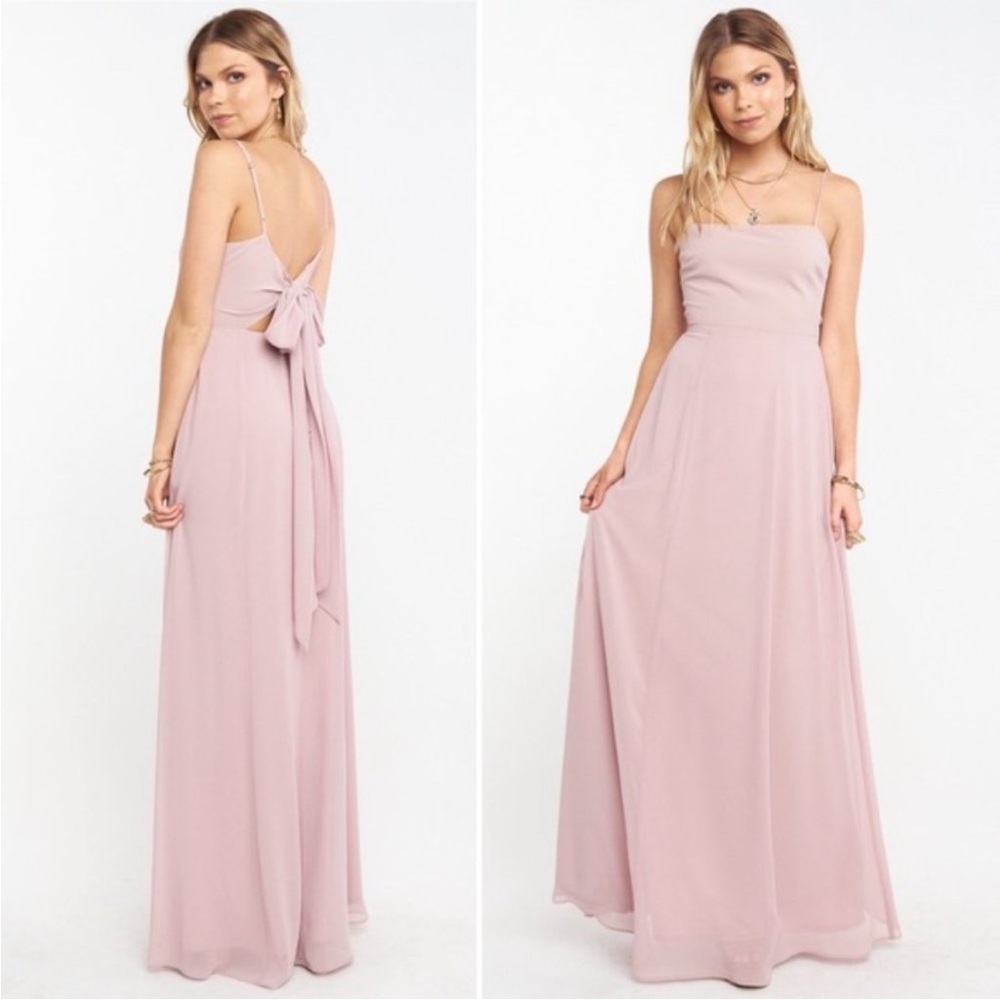 Show Me Your Mumu Lauren Tie Back Maxi Dress Bridesmaid Wedding Pink Blush‎ S